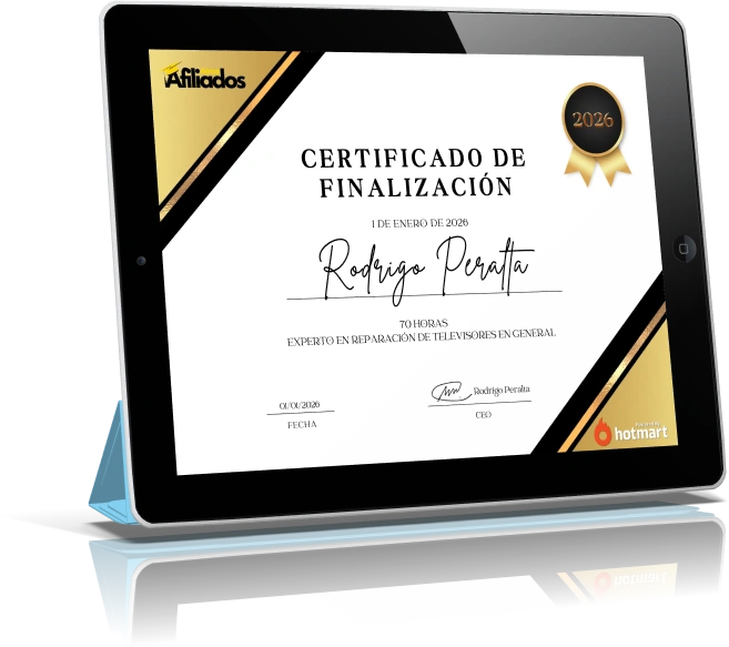 Certificado de finalizacion 2026 del curso de reparacion de televisores